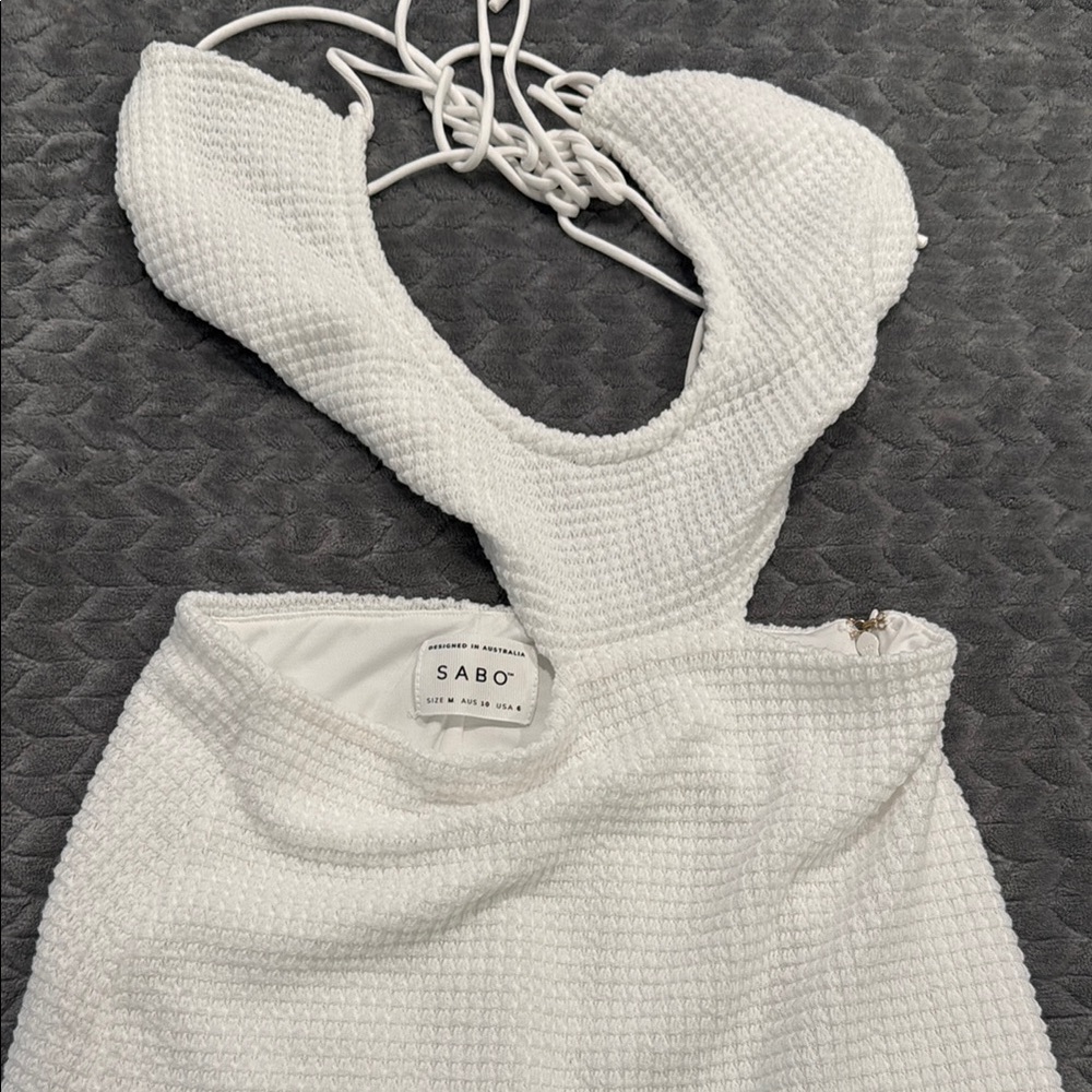 Sabo Skirt White Halter Bodycon Maxi Dress